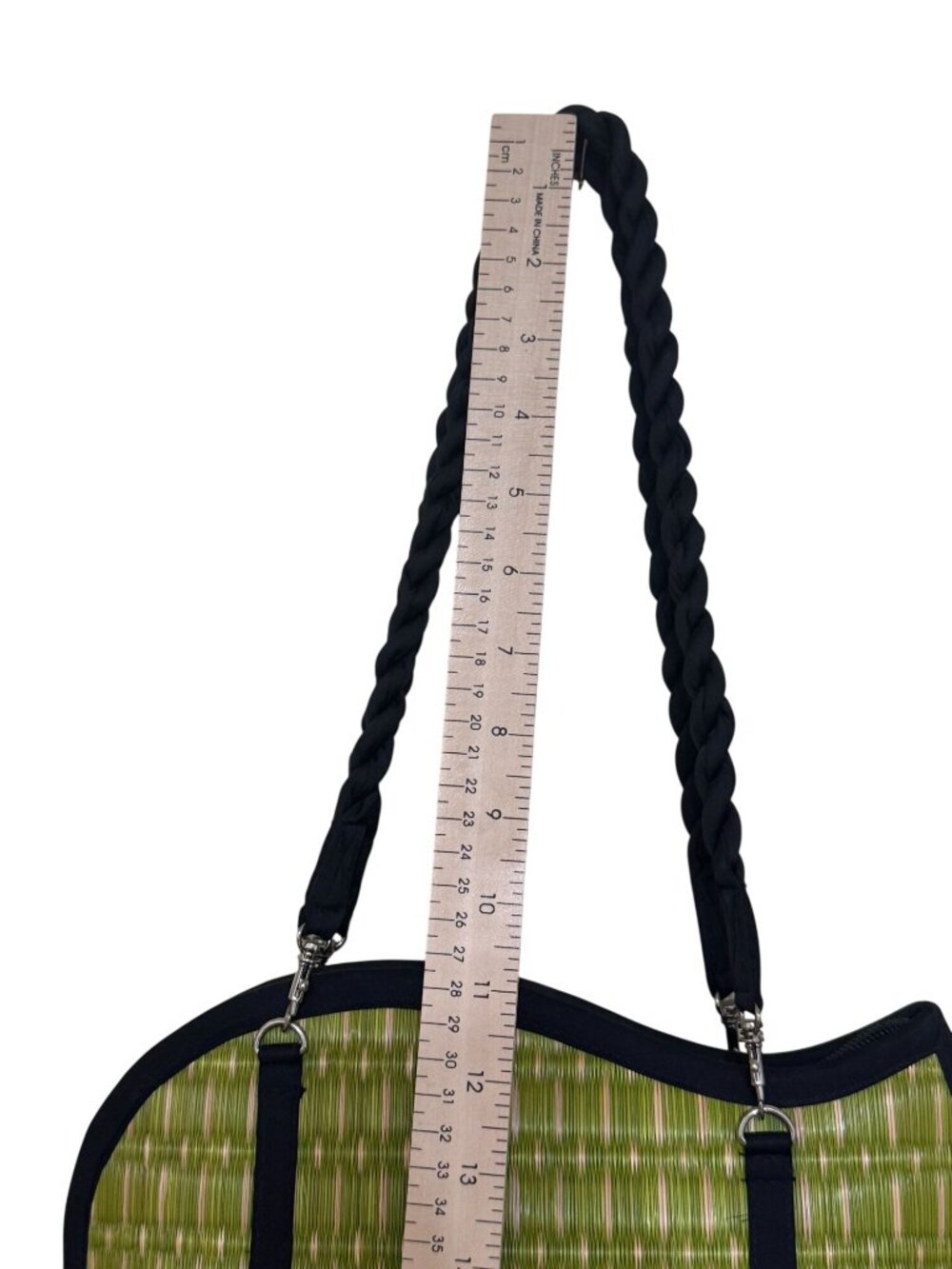 Baskets of Cambodia Kiri Wave Shoulder Bag Purse Medium Green Woven 2032 - Picture 3 of 15